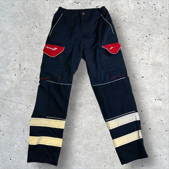 Swissport Cargo Pants Size 30R Black Red Hi-Vis Reflective Strips - Picture 1 of 10